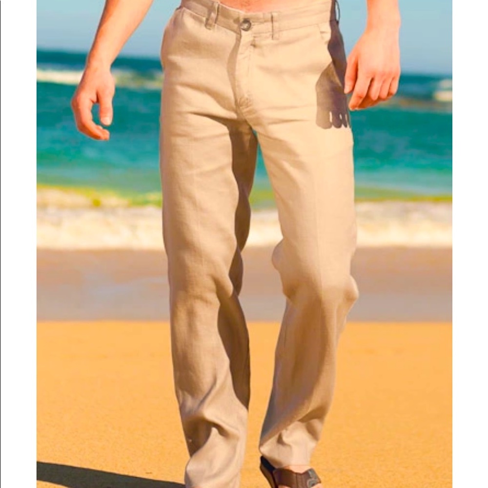 Men’s Beige Linen Pants